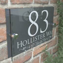Decorative Acrylic & Aluminium Personalised Wall Plaque House Number - Deca5-28W-A-C-G - thumbnail 2