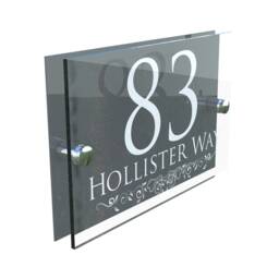 Decorative Acrylic & Aluminium Personalised Wall Plaque House Number - Deca5-28W-A-C-G - thumbnail 1
