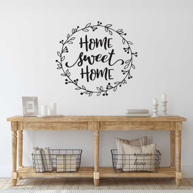 Home Sweet Decal - Farmhouse Decor Laurel Wall Vinyl Sticker - image 1
