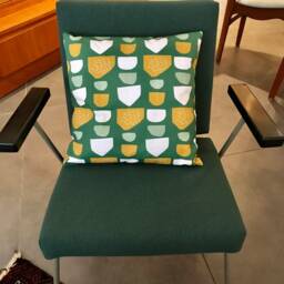 Abstract Cushion Cover Green/Ochre Yellow Abstract, 40x40 cm, With Zipper, Home Furnishings, Living, Decoration, Cushion, Decor - thumbnail 3