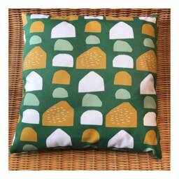 Abstract Cushion Cover Green/Ochre Yellow Abstract, 40x40 cm, With Zipper, Home Furnishings, Living, Decoration, Cushion, Decor - thumbnail 2