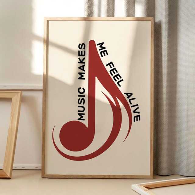 Music Makes Me Feel Alive Art Canvas Poster, Trendy Wall Art, Apartment Aesthetic Decor, Retro Home Printed Gift - image 1