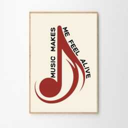 Music Makes Me Feel Alive Art Canvas Poster, Trendy Wall Art, Apartment Aesthetic Decor, Retro Home Printed Gift - thumbnail 2