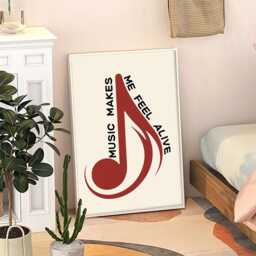 Music Makes Me Feel Alive Art Canvas Poster, Trendy Wall Art, Apartment Aesthetic Decor, Retro Home Printed Gift - thumbnail 3