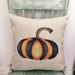 Linen Pumpkin Pillow Cover Farmhouse Fall Decor - thumbnail 2