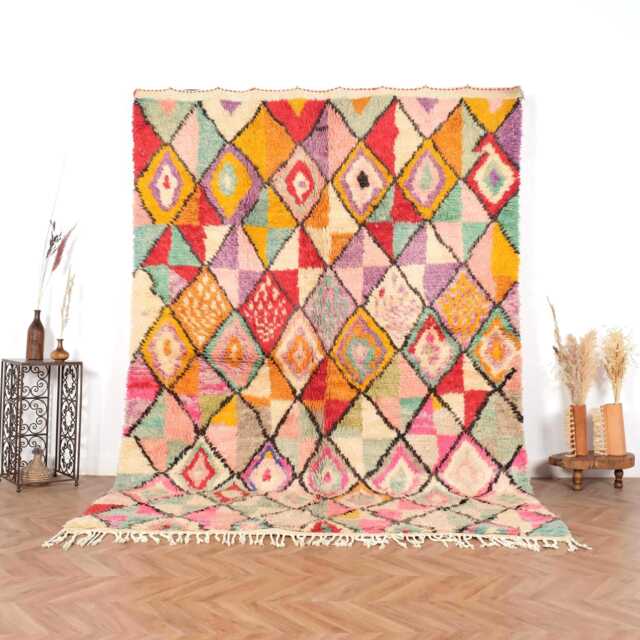 Moroccan Rug, Berber Handwoven Boujaad Rug 6x9 Colorful Boho - image 1