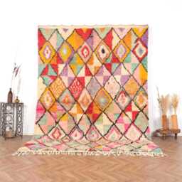 Moroccan Rug, Berber Handwoven Boujaad Rug 6x9 Colorful Boho - thumbnail 1
