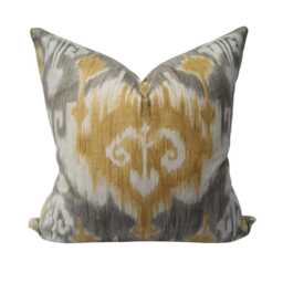Richloom Ikat Decorative Pillow Cover, Contemporary Accent Cushion, Gray & Yellow - thumbnail 1