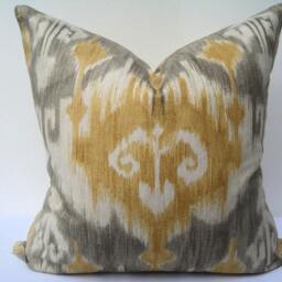 Richloom Ikat Decorative Pillow Cover, Contemporary Accent Cushion, Gray & Yellow - thumbnail 3
