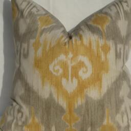 Richloom Ikat Decorative Pillow Cover, Contemporary Accent Cushion, Gray & Yellow - thumbnail 4