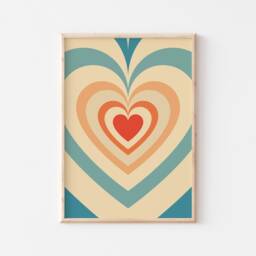 Retro Indie Home Decor, Groovy Art Print 60S 70S, Funky Psychedelic Heart Pop Vintage Print, Trendy Poster, Gift A6 A5 A4 A3 - thumbnail 2