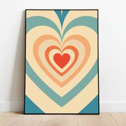 Retro Indie Home Decor, Groovy Art Print 60S 70S, Funky Psychedelic Heart Pop Vintage Print, Trendy Poster, Gift A6 A5 A4 A3 - thumbnail 3