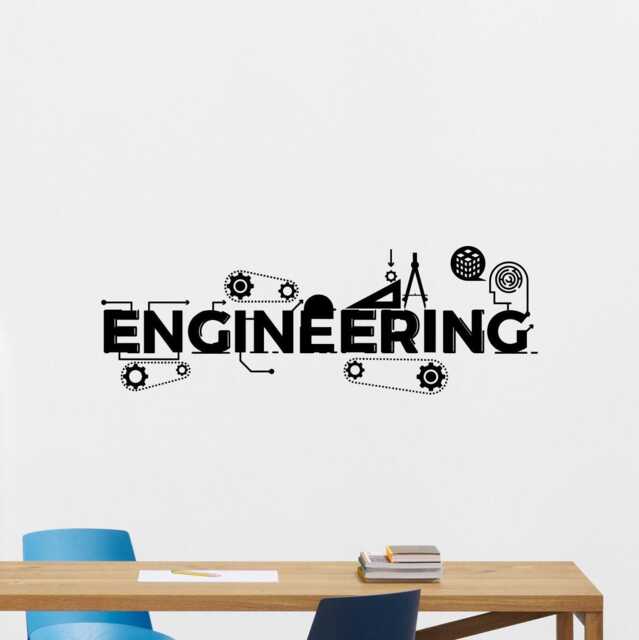 Engineering Wall Decal Vinyl Sticker Science Decor Technology Art Design School Classroom Interior Engineer Gift 128Nr - image 1