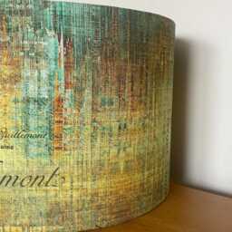 Turquoise & Gold Distressed Style Lampshade Patina For Ceiling Pendants Or Standard Table Floor Lamps - thumbnail 3