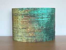 Turquoise & Gold Distressed Style Lampshade Patina For Ceiling Pendants Or Standard Table Floor Lamps - thumbnail 1