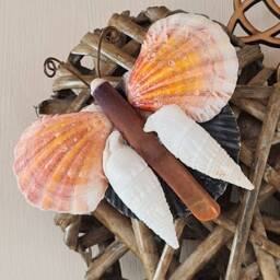 Sea Shell Butterfly Witch Heart Wall Hanging With Freshwater Pearls Water Earth & Air Elemental Decor, Wiccan, Witch, Witchcraft, Pagan - thumbnail 2