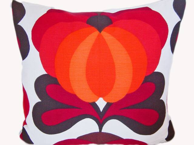 Retro Pillow Case Pumpkin Flower #1, Cushion Cover, 60S 70S Vintage Fabric Maximalist Era, Mid-Century Modernist, Bohemian Mod Lounge - image 1