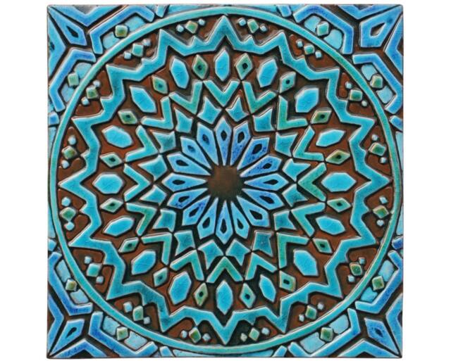 Wall Hanging Tile Made From Ceramic For Kitchen Backsplash Decor, Moroccan Art Design Outdoor Art, Moroc # 2 30cm Turquoise - image 1