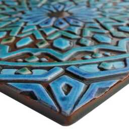 Wall Hanging Tile Made From Ceramic For Kitchen Backsplash Decor, Moroccan Art Design Outdoor Art, Moroc # 2 30cm Turquoise - thumbnail 2