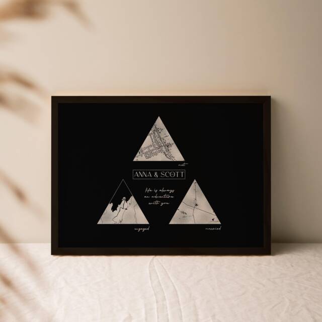 Special Locations Map Print - Personalised Metallic Foil Landscape Foiled Street Art Any Location Framed Gift - image 1