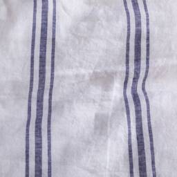 Set Of 4 Stone Washed 100% Linen Bedding, Blue & Off White Stripes - thumbnail 3