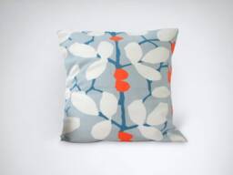 Blue & Orange Leaf Print Cushion - Romo Ilsa Pillow Cover Handmade in The UK - thumbnail 1