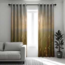 Nature Inspired Curtains, Rustic Field Print Drapes, Earth Tone Made To Measure Panel, Neutral Scenic Window Treatment For Living Room Decor - thumbnail 1