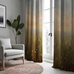Nature Inspired Curtains, Rustic Field Print Drapes, Earth Tone Made To Measure Panel, Neutral Scenic Window Treatment For Living Room Decor - thumbnail 3