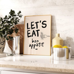 Kitchen Wall Art - Bon Appetit Print Let's Eat Poster Modern Dining Room - thumbnail 1