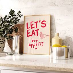 Kitchen Wall Art - Bon Appetit Print Let's Eat Poster Modern Dining Room - thumbnail 3