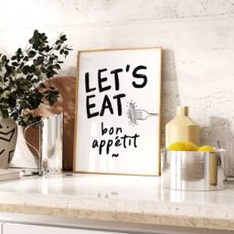 Kitchen Wall Art - Bon Appetit Print Let's Eat Poster Modern Dining Room - thumbnail 2