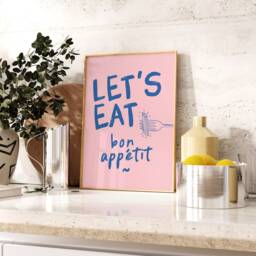 Kitchen Wall Art - Bon Appetit Print Let's Eat Poster Modern Dining Room - thumbnail 4