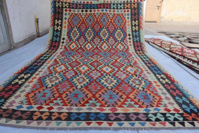 7x10 Ft Chubi New Afghan Kilim Rug, Flatweave Maimana Tribal Turkmen Oriental Rug, Vintage Rug For Bedroom, Livingroom Carpet - image 1