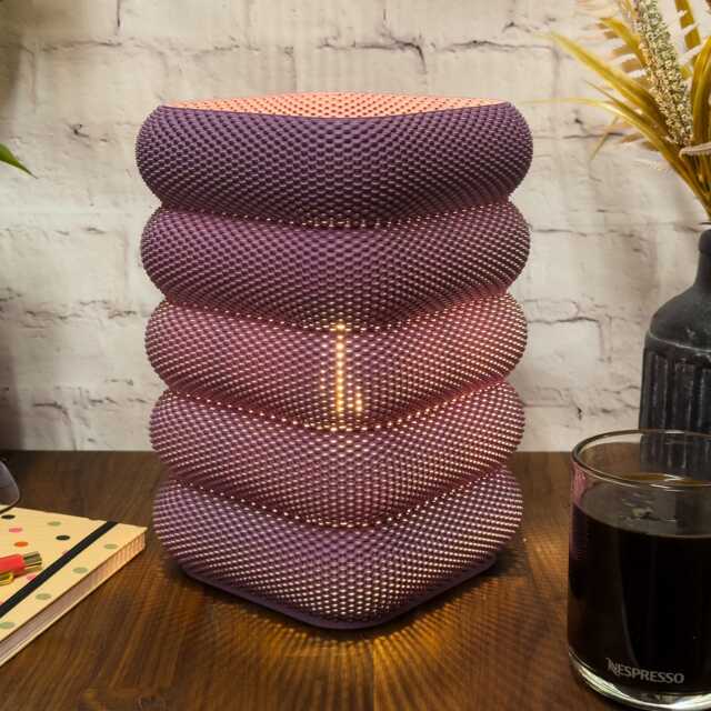 Rippled Mesh Rectangular Table Lamp - Over 18 Colour Options Geometric Cube Design & 3D Printed - image 1