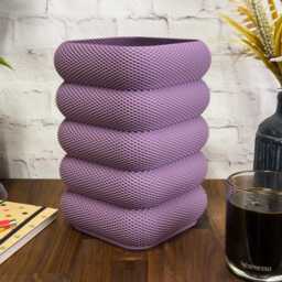 Rippled Mesh Rectangular Table Lamp - Over 18 Colour Options Geometric Cube Design & 3D Printed - thumbnail 3