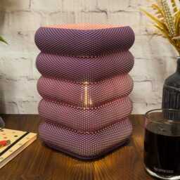 Rippled Mesh Rectangular Table Lamp - Over 18 Colour Options Geometric Cube Design & 3D Printed
