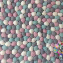 Felt Ball Rug Baby Pink, Grey, White Wool Pom Carpet - thumbnail 4