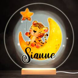 Baby Tiger Moon Colourful Round Personalised Gift Led Lamp Night Light - Bedroom - thumbnail 1