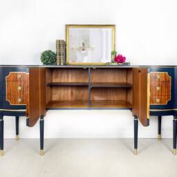 strongbow Serpentine Sideboard in Blue & Gold - thumbnail 2