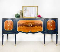 strongbow Serpentine Sideboard in Blue & Gold