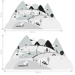 Wall Decor Mountain Grey, Modern Wallpaper, Kids Room Wall Art, Home Nursery Decor, Stickers - thumbnail 2