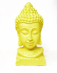 Yellow Tibetan Female Buddha Head, Resin