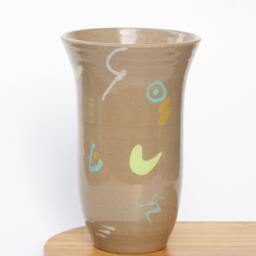 Handmade Ceramic Colorful Vase - Hand-Painted Flower Aesthetic Funky Retro Design Modern - thumbnail 2