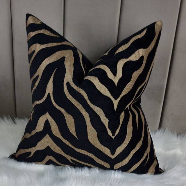 Zebra Animal Print Pillow Cover Porter & Stone Limpopo Black Bronze Tiger Cushion Only - image 1