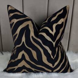 Zebra Animal Print Pillow Cover Porter & Stone Limpopo Black Bronze Tiger Cushion Only - thumbnail 2