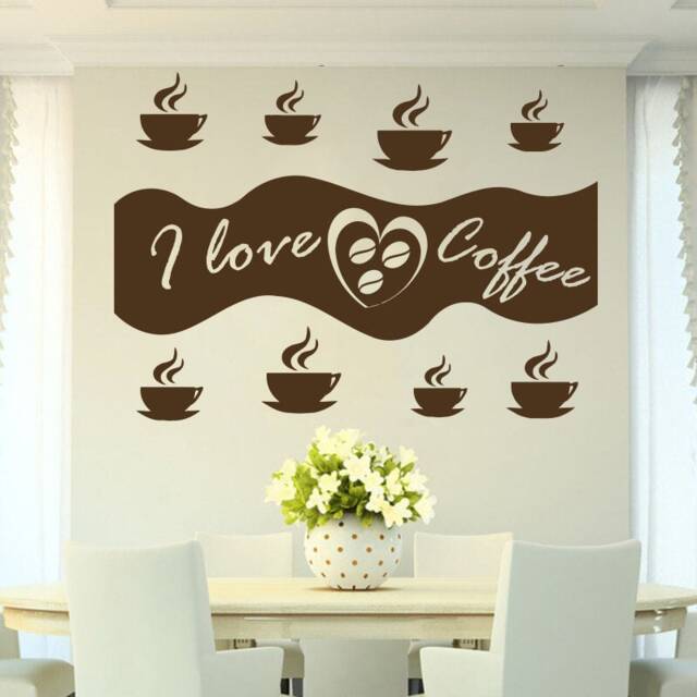 Coffee Wall Decal I Love Beans, Removable Vinyl Sticker 1682 - image 1