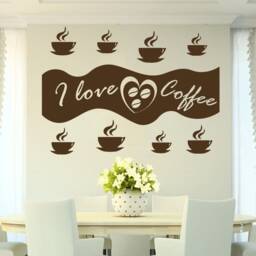 Coffee Wall Decal I Love Beans, Removable Vinyl Sticker 1682 - thumbnail 1