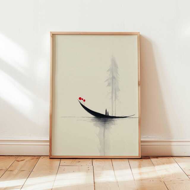 Minimalist Nature Wall Poster, East Asia Traditional Japanese Chinese Prints, Ink Landscape Posters, Calm Decor - image 1