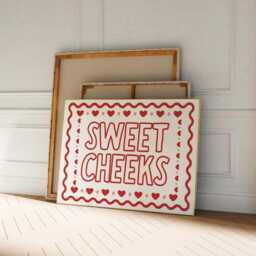 Sweet Cheeks Horizontal Wall Art Print, Girly Red Aesthetic Poster, Cute Funny Quote Trending Bedroom Decor, Playful Sassy - thumbnail 3