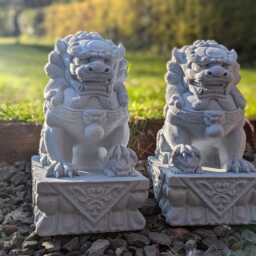 Foo Dogs Statues, Dog Pair, Female Fu Temple Dog, Cubs, Chinese Garden Statue, Oriental Ornament Statue - thumbnail 3